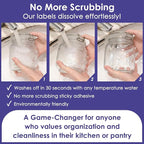 DGBDPACK 400 Dissolvable Canning Labels for Mason Jars, Small Pantry Labels 1 x 2⅛ inch, Water-Soluble Stickers-8 Designs