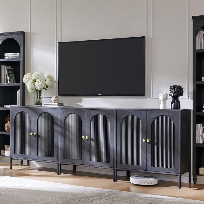 IFBUY Modern Sideboard Buffet Cabinet, 92.63" W Fluted Arched Buffet Cabinet by IFBUYFarmhouseFurniture