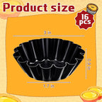 LemonRoad 16 Pcs Egg Tart Molds, Non-stick Carbon Steel Tart Pans, Mini Pie Moulds, Muffin Cupcake Pudding Baking Cup Maker - for Pies, Chinese Egg Tarts, Cakes(3 Inch)