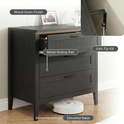 GarveeLife 3 Dresser Drawer for Bedroom, 27.6" Wide Wood Bedside Table for - Image 4