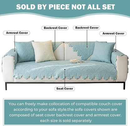 Cotton Quilted Dog Couch Cover for Sofa Farmhouse Rustic Embroidery Sectional - Image 2