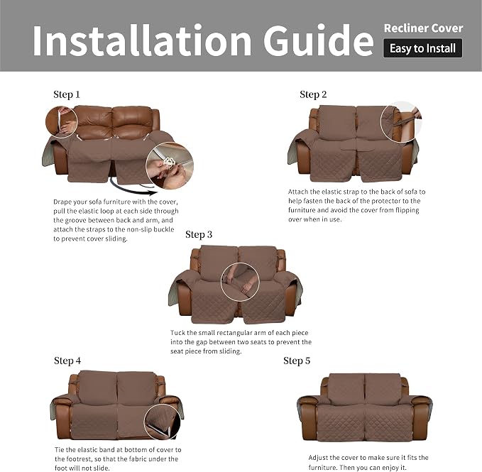 Easy-Going Loveseat Recliner Cover, Reversible Couch Cover - Image 7