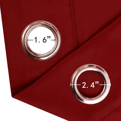 Blackout Curtains 66 x 54 Inch Long Red Curtains Set of 2 Panels Room Darkening - Image 5