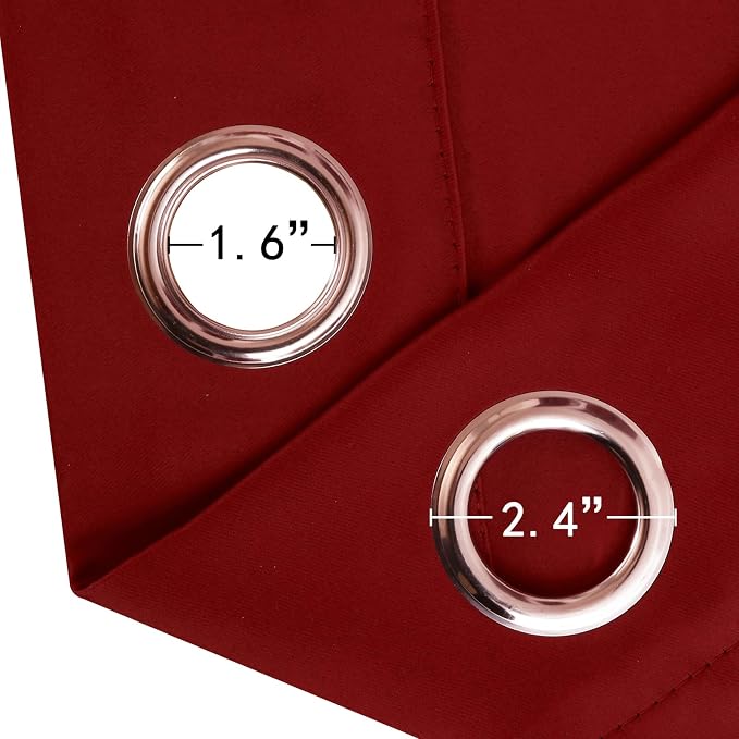 Blackout Curtains 52 x 90 Inch Long Red Curtains Set of 2 Panels Room Darkening - Image 5