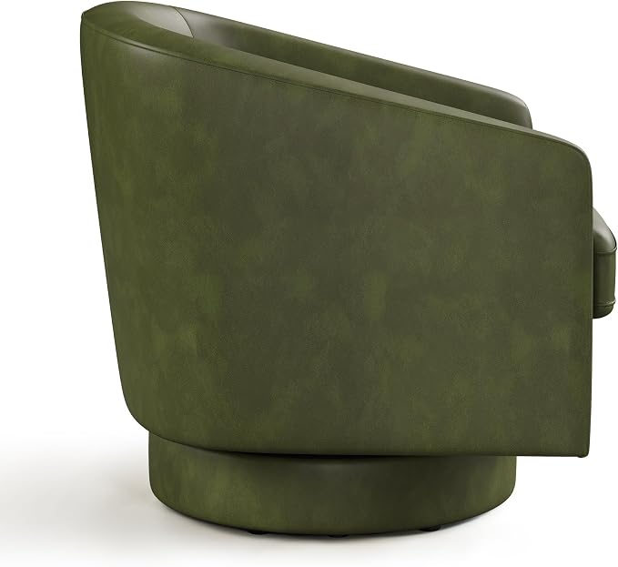 Swivel Barrel Accent Chair, Round Faux Leather Living Room Arm Chairs, Modern - Image 6