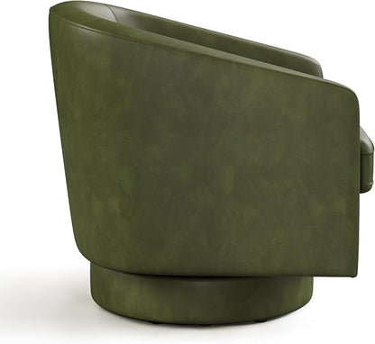 Swivel Barrel Accent Chairs Set of 2, Round Faux Leather Living Room Arm Chairs - Image 5