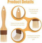2Pcs Basting Brushes, Pastry Brush for Cooking and Baking, Natural Boar Bristle Food Brushes for Oil and Sauce, Butter & Egg Wash Brush Kitchen Gadgets with Beech Hardwood Handles