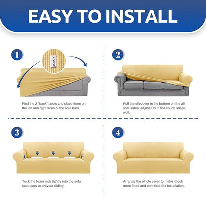 Stretch Oversized Couch Covers for Sofa Slipcover, Champagne | 1-Piece Washable - Image 6