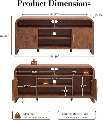 Entertainment Center for Living Room, Curved TV Stand - Image 8