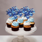 30 PCS Foil Firework Cupcake Toppers Sparkle Tinsel Cupcake Picks Happy Birthday Cake Toppers Drink Stirrers Cocktail Fruit Toothpicks for Baby Shower Birthday Party Decorations Supplies Dark Blue