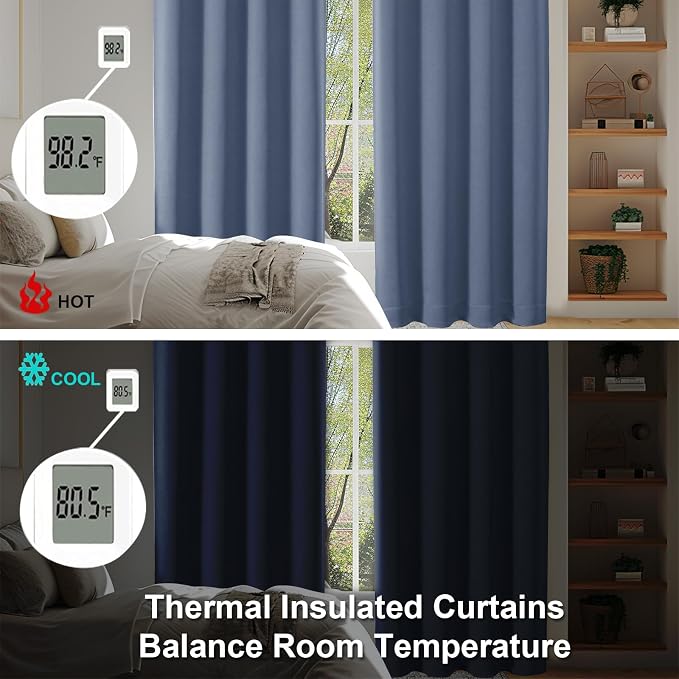 Simplebrand Ava Denim Blue Short Blackout Curtains - Image 6