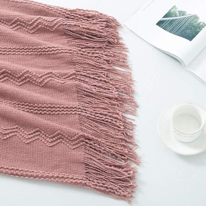 BOURINA Coral Pink Throw Blanket 60 x80 Inches Textured Solid Soft Sofa Throw - Image 6