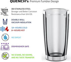 QUENCH Stainless Steel Tumbler 20oz, Double Wall Vacuum Insulated Powder Coated, USA, Indigo Blue, with MagnaLock Lid, Insulated USA Travel Coffee Mug Cup Tumbler, QU0001-BL1