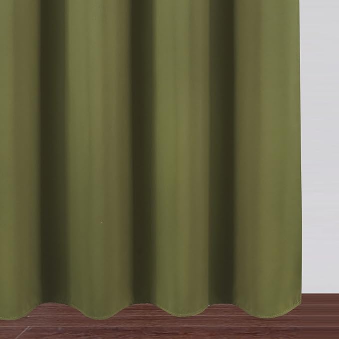 Blackout Curtains 66 x 84 inch/Olive Green Curtains Set of 2 Panels/Thermal - Image 9