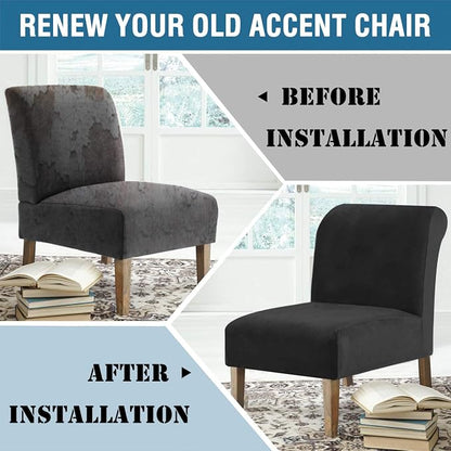 H.VERSAILTEX Armless Accent Chair Covers Thick Velvet Armless Chair Slipcovers - Image 8