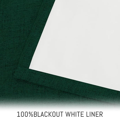 Yakamok Dark Green Linen Textured Curtains 96 Inches Long - Image 3