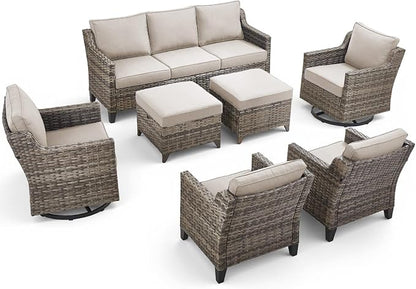 Wicker Patio Furniture Set-7 PieceAll Weather Outdoor Conversation Sets - Image 9