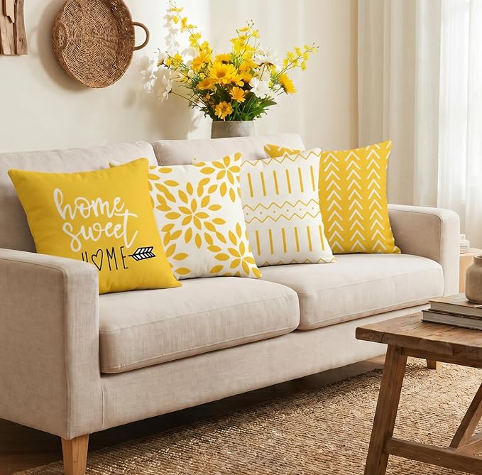 YCOLL Pillow Covers 20x20 Set of 4, Modern Sofa Throw Pillow Cover, Decorative - Image 2
