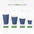 Restaurantware 8 Ounce Double Wall Disposable Coffee Cups, 500 Insulated Dark Blue Paper Tumblers Ripple Wall Design, Lids Sold Separately for Hot Drinks like Tea, Hot Chocolate, and More