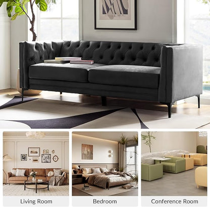 HULALA HOME 84" W Faux Leather Sofa Couch - Image 7