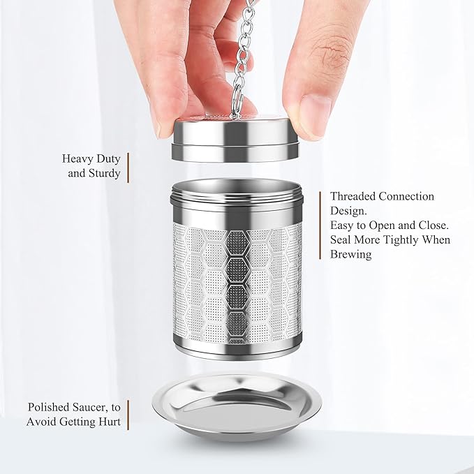 Tea Infusers for Loose Tea, (2 Pack) 18/8 Stainless Steel Tea Strainer Set, Extra Fine Mesh Tea Steeper for Brew Tea, Spices & Seasoning