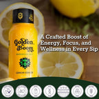 Blaze n Chill Golden Boom Mushroom Shot – Focus & Endurance Drink with Lion's Mane, Cordyceps, B-12 & Ginseng – Natural Mushrooms - Lemon Ginger (2fl oz, 6 Pack)