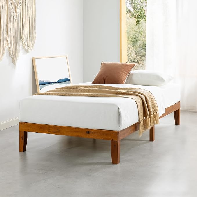Mellow Naturalista Classic 12-Inch Solid Wood Platform Bed | Wooden Slats by MELLOW