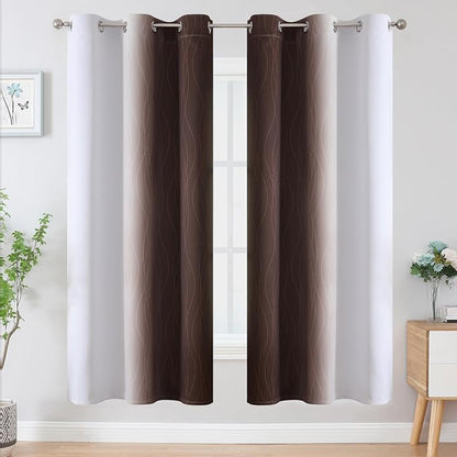 Brown and Greyish White Blackout Curtains - Image 2
