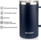 24 oz stainless steel glass with handle double-wall insulation, easy to hold and clean, suitable for coffee, beverages, cola, protein powder, beer Navy