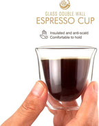 Double Wall Insulated Espresso Cups Set of 4-3oz Borosilicate Glass, Heat & Thermal Shock Resistant, Keeps Hands Cool, for Home, Cafe, Gift
