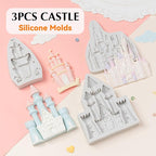 KALAIEN Castle Silicone Mold,3Pcs/Set Castle Cake Fondant Molds,Princess Chocolate Molds Castle Silicone Mirror Mould for Cake Decorating, FTM5036