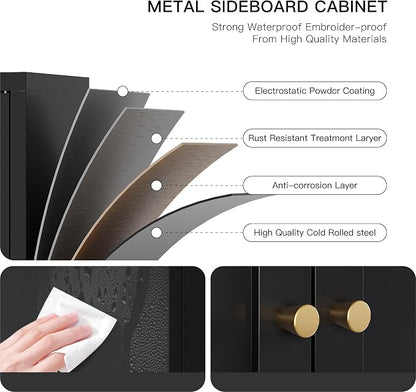 YAUWOH Small Metal Cabinet, Bathroom Storage Cabinet - Image 7