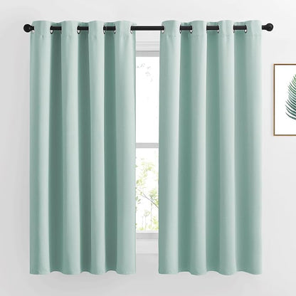 NICETOWN Aqua Blue Blackout Curtains 63 inches Long by NICETOWN