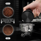 PUSEE 58.5mm Espresso Coffee Tamper with Double Spring Calibrated, Handle Tamper 30lbs Pressure with Titanium Coating Stainless Steel Ripple for Espresso Machine Accessories 58.5mm Tamper, Black