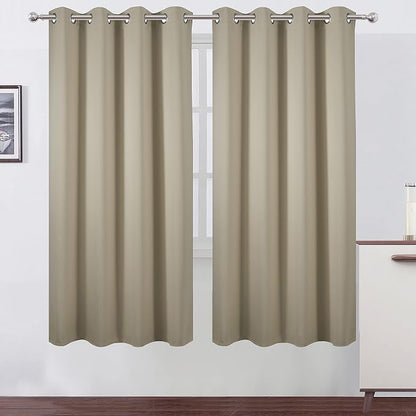 Beige Thermal Blackout Curtains/52 x 72 Inch/Set of 2 Panels Room Darkening by Lemomo
