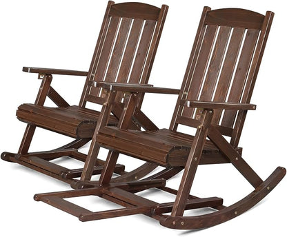 VINGLI Wooden Porch Rocking Chair, Heavy Duty Outdoor Rocking Chair by VINGLI