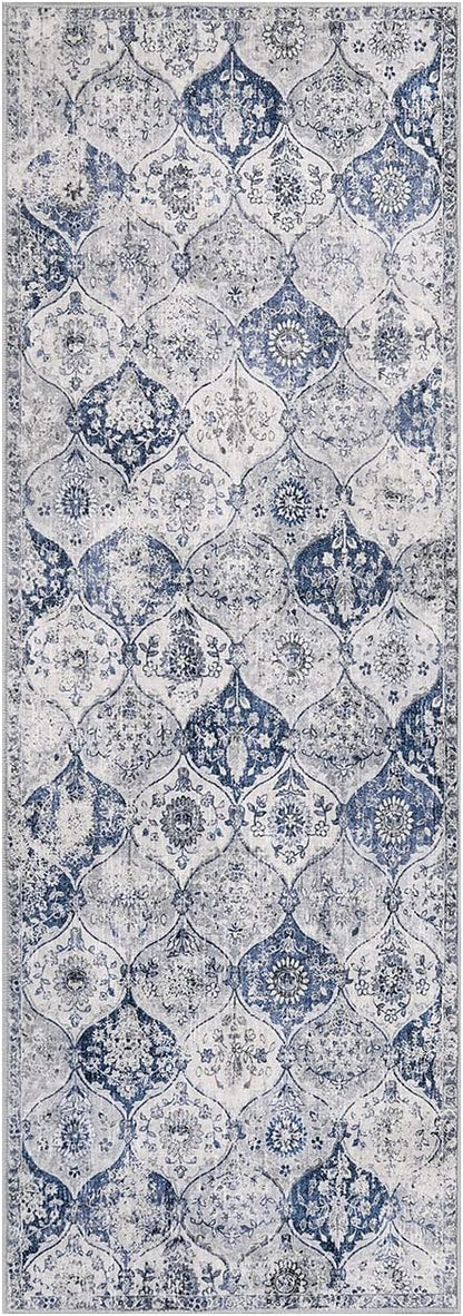 Lahome Moroccan Washable Runner Rug, 2x6 Blue Kitchen Runners - Image 3