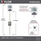 Taylor Programmable Digital Candy and Deep Fry Thermometer with Green Light Alert Display & Stainless Steel Candy Deep Fry Food Cooking Kitchen Analog Thermometer, 12 Inches