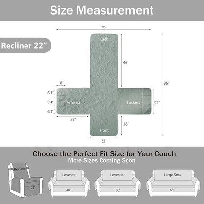 Quilted Recliner Covers, Water-Repellent Recliner Slipcovers, Recliner Covers - Image 6