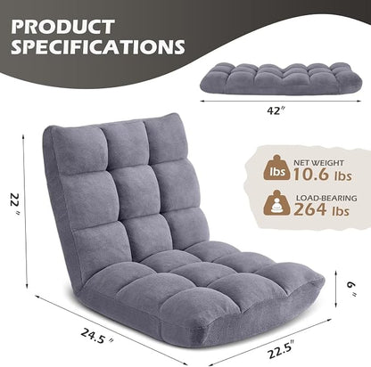 Folding Floor Gaming Chair 14-Poistion Cushioned Adjustable Floor Lazy Sofa - Image 3