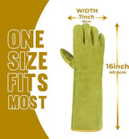 HANDLANDY Animal Handling Gloves, Bite Proof Cat Gloves, Ideal for Rose Pruning, Gardening, Falconry, Pet Grooming (Ginger yellow, 16 Inches)