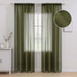 MIULEE Olive Green Linen Textured Semi-Sheer Curtains 54W×96L 2 Panels | Semi by MIULEE