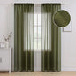 MIULEE Semi Transparent Olive Green Linen Textured Sheer Curtains 54W×90L | by MIULEE
