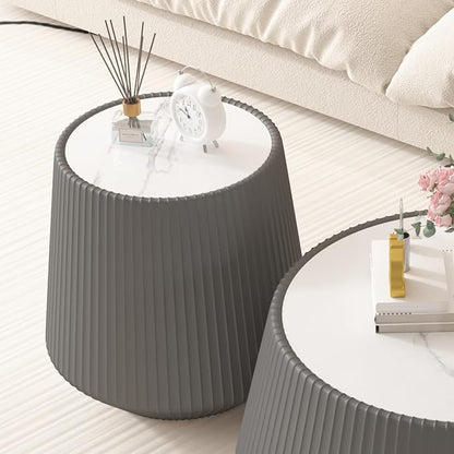 19.68" Round Marble End Table, Modern Cup Shaped Side Table - Image 7