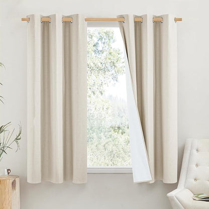NICETOWN Linen Blackout Cold Blocking Curtains 63" Long by NICETOWN
