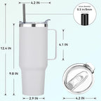 HASLE OUTFITTERS 40 oz Stainless Steel Tumbler with Handle, Vacuum Insulated Tumblers Bulk, Reusable Double Wall Travel Coffee Mug, Durable Powder Coated Water Bottles(White, 8)