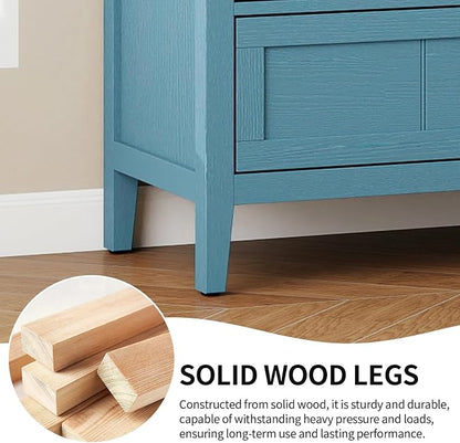 31.5" Blue Accent Storage Cabinet, Modern 3-Drawer Decorative Sideboard - Image 4