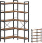 Huuger 5 Tier Bookshelf, L Shaped Corner Bookshelf by Huuger