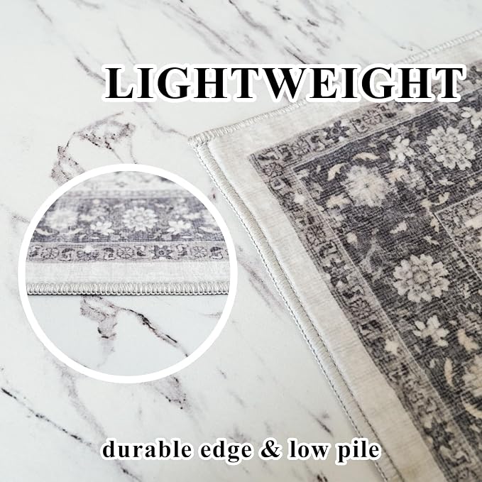 Hallway 4x8 Washable Runner Rug: Oriental Stain Resistant Entryway Kitchen Rug - Image 6