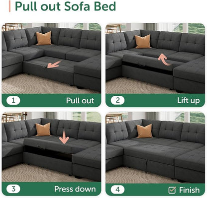 HONBAY Sectional Sleeper Sofa Pull Out Bed - Image 6